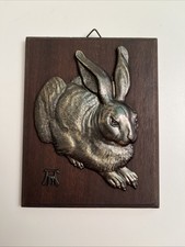 Albrecht Durer YOUNG HARE Wood & Metal Wall Plaque Bas Relief Rabbit Bunny picture