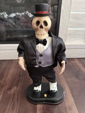 Vtg Gemmy 1998 Dancing Skeleton Top Hat Halloween Figure Puttin On The Ritz picture