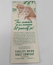 Fidelity Union Trust Company Summer Travel Dept Vintage Advertising Ink Blotter picture
