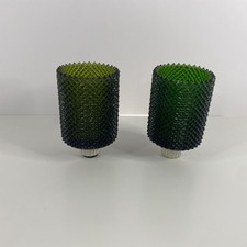 2 Diamond Cut Green Glass Peg Votive Cup Candle Holder Charmwick  picture