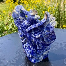 3.8LB  Natural Blue Lace Stone Hand Carved Phoenix Crystal Figurine Home Decor picture