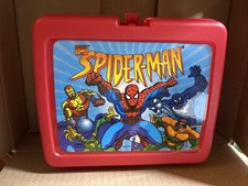 Spider-Man 1995 Vintage Red Plastic Lunchbox with Thermos Hard Kit Marvel picture