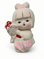 Vintage Japanese Girl Figurine Holding Drum Chalkware Ceramic picture