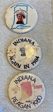 Vintage Political Pin Button Lot 3 Reagan Indiana Campaign ‘80 & ‘84 picture