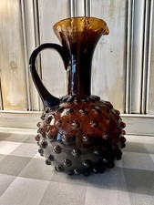 VINTAGE, EMPOLI GLASS HOBNAIL PITCHER picture