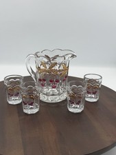 Mosser Glass Miniature Water Set Design Cherry & Cable- Cordial Service Set New picture