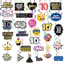 10th Birthday Hanging Swirls - 31 Pieces - Funny 10th Birthday Party Supplies... picture