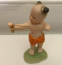 Thai Hand Painted Porcelain Figurine Children at Play Child w/ Slingshot Box picture