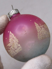 VTG Unsilvered Glass Ombre SILENT NIGHT VIllage Pictured BALL Christmas Ornament picture