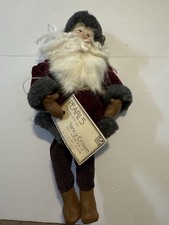 Vintage Handmade Santa Doll Pearls Nancy Crowe Lansing MI Artisan Christmas 13” picture