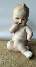 Antique German Gebruder Heubach Bisque Porcelain Nude Piano Baby Figurine picture