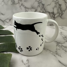 Waechtersbach Vintage Coffee Mug White Black Cat Jumping Prints Spain Cup picture