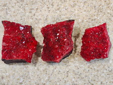 3-Piece Vintage Polish Zincite Crystal Lot – 22 oz Total – Neon Red Old Stock picture