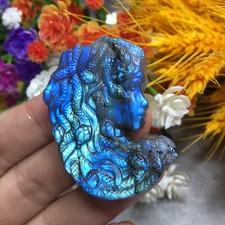 Natural Labradorite Medusa Quartz Skull Crystal Specimen Reiki Healing Gift 1PC picture