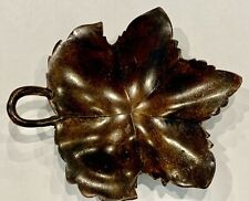 BROWN METAL LEAF TRAY ART trinket candy candle tray dark  10”x 9” india Fall picture