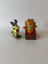 Lot of Two Vintage Wooden Garfield Ornaments picture