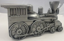 VNTG 1974 Banthrico Cast Metal General Steam Locomotive Train Coin Bank Pewter picture
