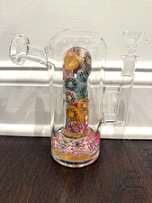 7.5” Premium Thick Glass Water Hookah Frosted Donuts 14mm picture