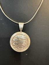 HOPI-STERLING DOUBLE SIDED SPINNER BEAR/MAZE PENDANT-SIGNED CW-CHERYL WADSWORTH picture