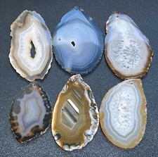 Natural Gray Brown Drilled Agate Slice (2mm Hole)(Non-Plated Edges) Gemstone picture
