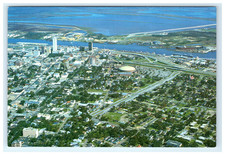 Mobile Alabama Aerial City Riverfront Downtown Buildings Harbor View AL Postcard picture