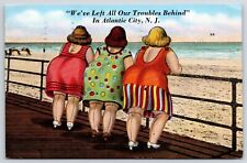 1941 We've Left All Troubles Behind Atlantic City New Jersey NJ Posted Postcard picture