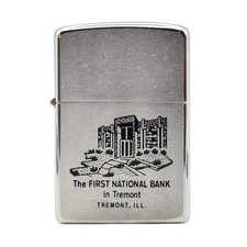 1970 Zippo First National Bank in Tremont Illinois Advertising Chrome Lighter picture