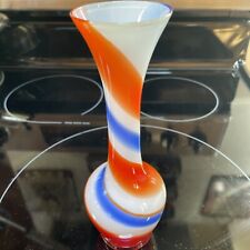 Mid Century Modern  TG Japanese Blue/ Orange Swirl Vase picture