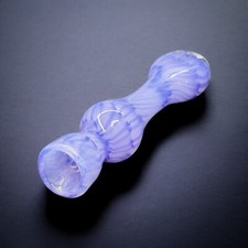 Lavender Violet Swirl Hand Blown Glass Chillum Pipe 3.5” - 3.8” | Made In USA picture