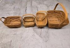 Vintage Longaberger Handmade Woven Basket Lot Of 4 Small Baskets picture