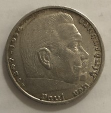 1937 A German Nazi 3rd Reich 5 Mark Coin Nice picture