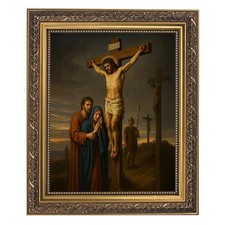 The Crucifixion Framed Print, Under Glass W/ Gold Finish Frame, 12.5