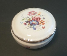 Vtg Royal Crown Staffordshire Porcelain Flowers Trinket Vanity Box with LID picture