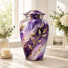 Purple Abstract Cremation Urn for Human Ashes 10inch ship by fedex Fast shipping picture