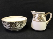 Noritake 44318 Creamer Open Sugar Bowl Gold Gilded Rose 2 Piece Set picture