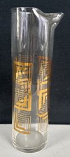 ​Vintage Culver Golden Key 22k Gold Geometric Maze Cocktail Pitcher MCM Glass picture