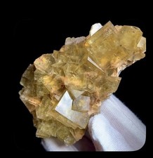 ✨Beautiful Rare Yellow Fluorite Crystal Cubic Cluster #49 picture