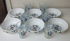 Vtg 6 Place Settings Atomic Disney Mickey & Minnie Mouse Glasses/Bowls Gibson picture