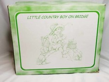 Vintage Trippie's Inc Ceramic Statue Little Country Boy On Bridge #DA8598 picture
