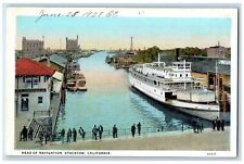 c1920's Head Of Navigation View Stockton California CA Unposted Vintage Postcard picture