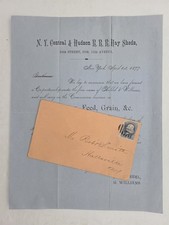 1877 antique NEW YORK CENTRAL & HUDSON RR HAY SHEDS GRAIN ANNOUNCEMENT ENV picture