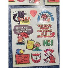 Vintage 70s 80s Sticker Sheets Lot Retro Humorous Characters TGIF Smile Love Hi picture