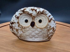 Vintage Glazed Stoneware Owl Figurine Ceramic Animal Decor picture