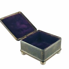 Antique Trinket Box London Velvet Metal 8cm X 8cm Circa 1920s  picture