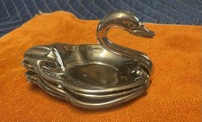 Vintage Mid Century Italian Silver Nesting Swan Ashtray Set Stacking Trinket picture