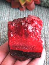 NEW CHUNKY DEEP BRIGHT RED ROUGH GENUINE QUARTZ CRYSTAL GEODE CLUSTER SLAB picture