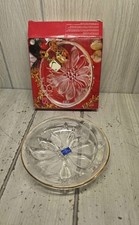 Vtg Studio Nova Guilded Poinsettia Round Trinket Candy Dish Gold Trim New picture