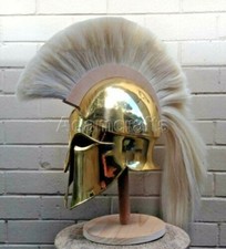 18 gauge Medieval Steel Brass Coated Greek Corinthian Roman Spartan Helmet picture