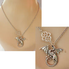 Dragon Necklace Pendant Silver Celtic Knot  Jewelry Handmade Fashion Chain Women picture