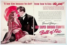 Ball of Fire Movie Ad Gary Cooper Barbara Stanwyck Vintage Ephemera Howard Hawks picture